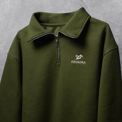 CORE ZIP SWEATSHIRT — MILITARY GREEN EDITION - DEVAORA