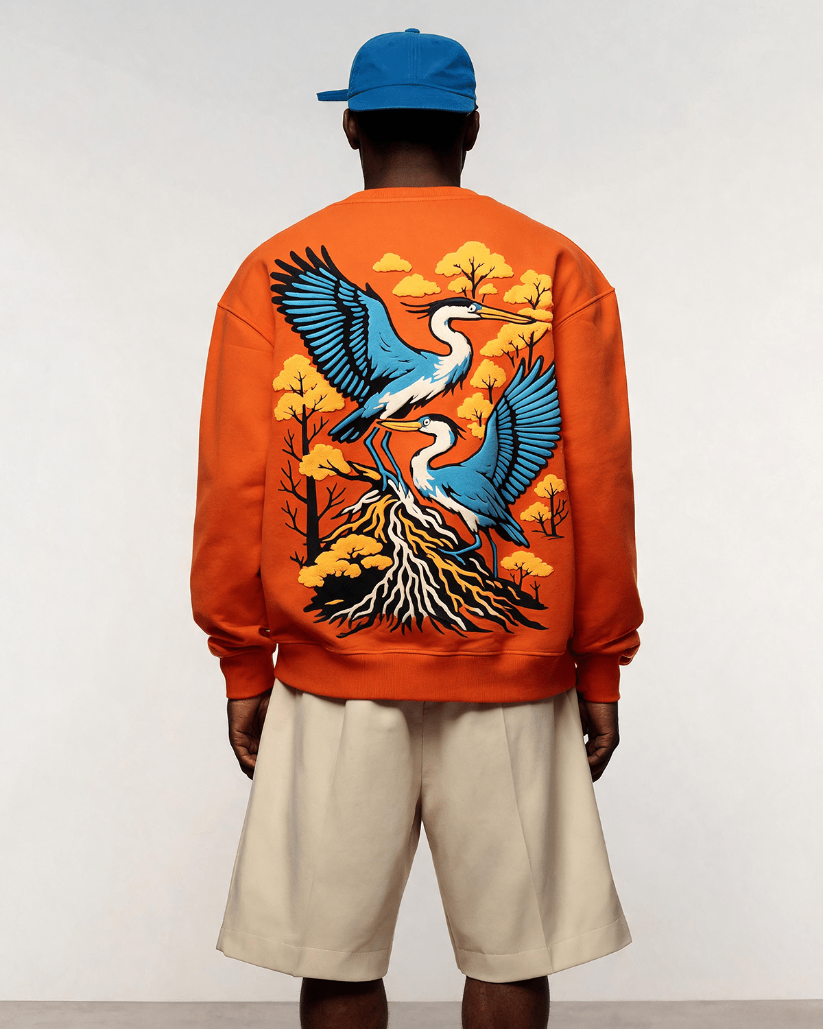 IMPERIAL ORANGE ZEN CRANE SWEATSHIRT - DEVAORA