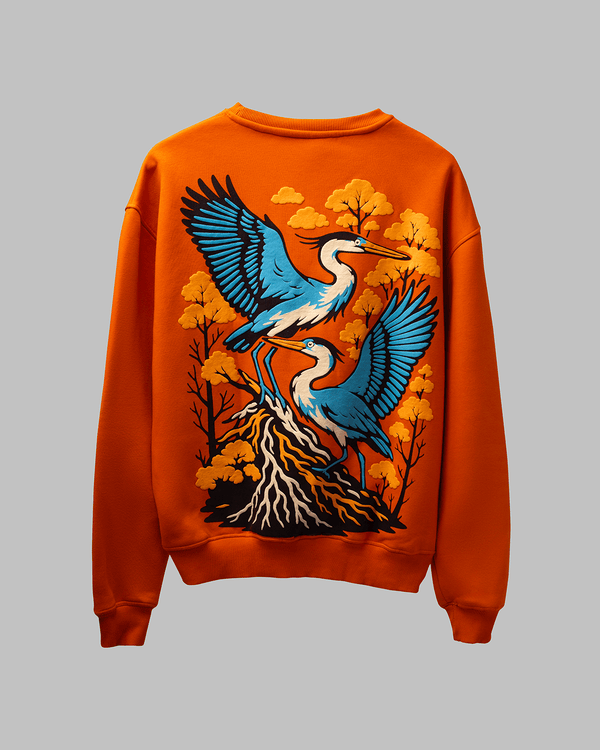IMPERIAL ORANGE ZEN CRANE SWEATSHIRT - DEVAORA