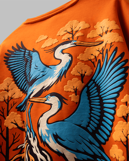 IMPERIAL ORANGE ZEN CRANE SWEATSHIRT - DEVAORA
