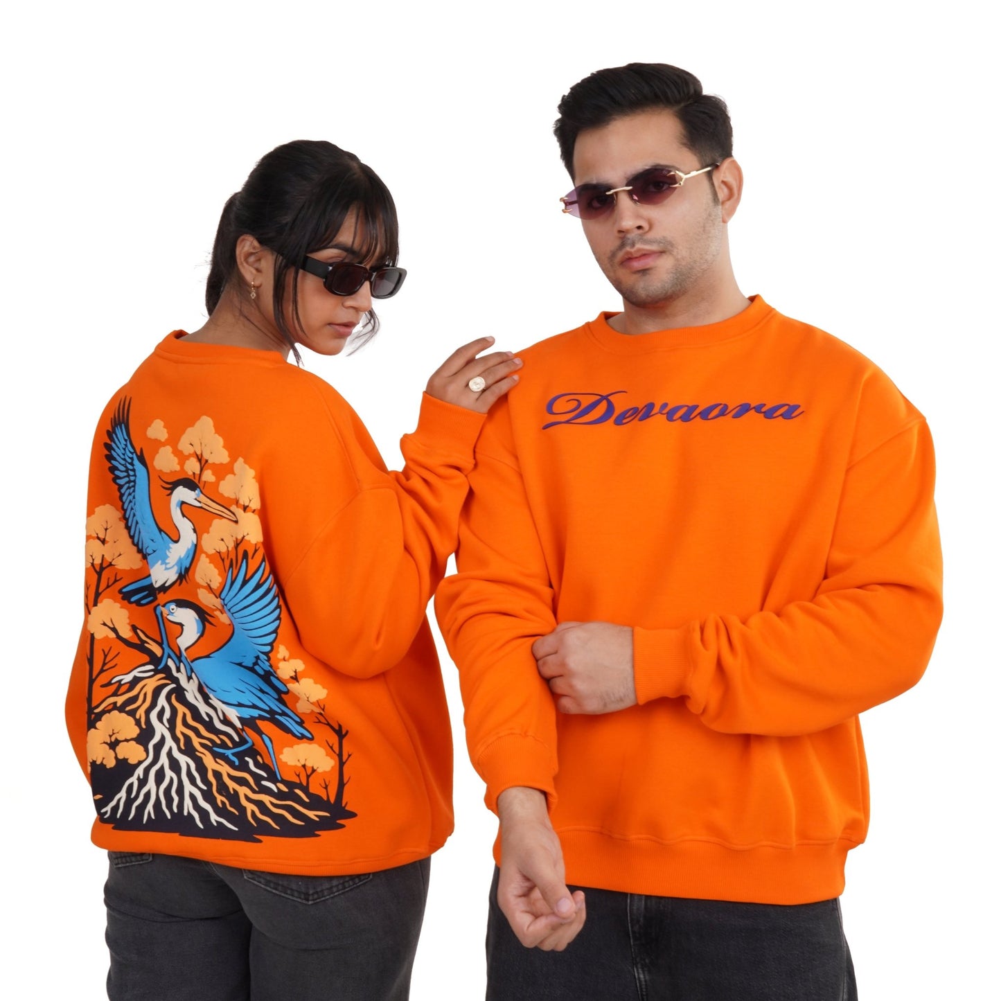 IMPERIAL ORANGE ZEN CRANE SWEATSHIRT - DEVAORA