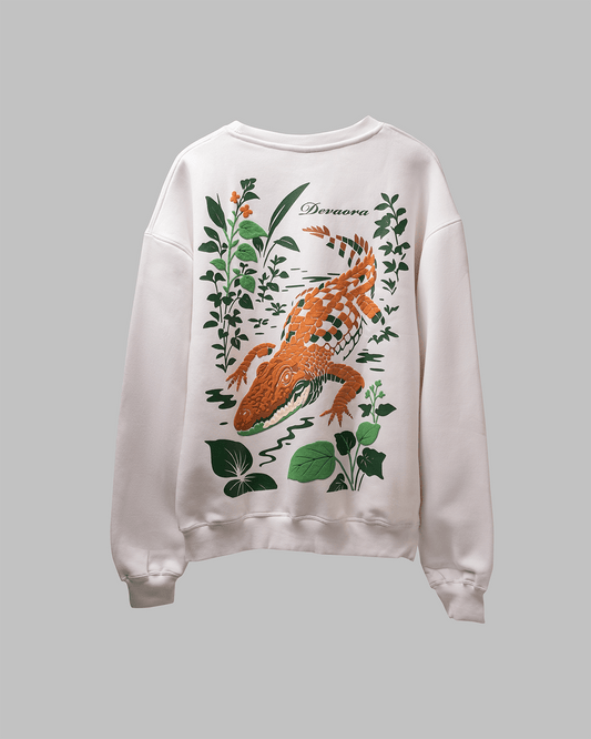 IVORY WHITE CROC ELITE SWEATSHIRT – JUNGLE EDITION - DEVAORA