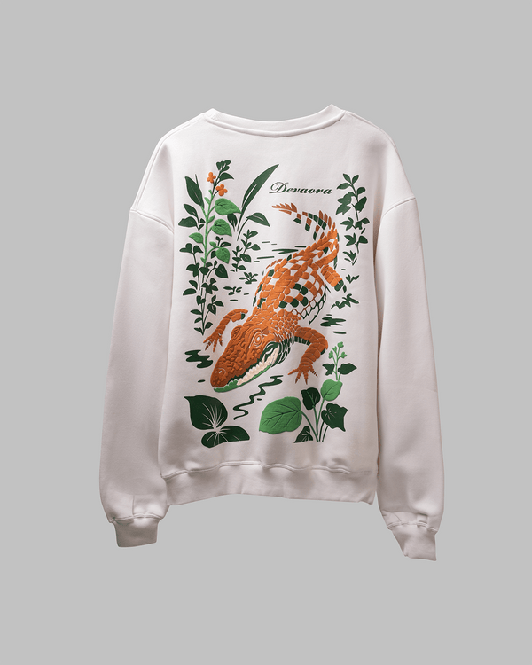 IVORY WHITE CROC ELITE SWEATSHIRT – JUNGLE EDITION - DEVAORA