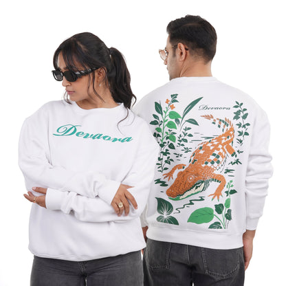 IVORY WHITE CROC ELITE SWEATSHIRT – JUNGLE EDITION - DEVAORA