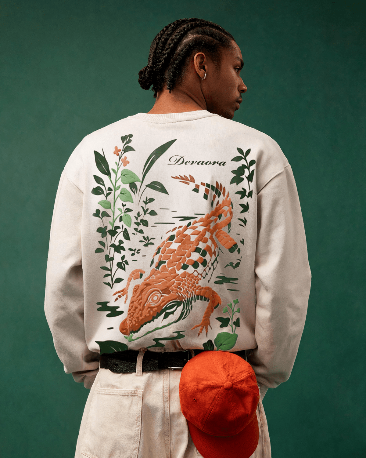IVORY WHITE CROC ELITE SWEATSHIRT – JUNGLE EDITION - DEVAORA